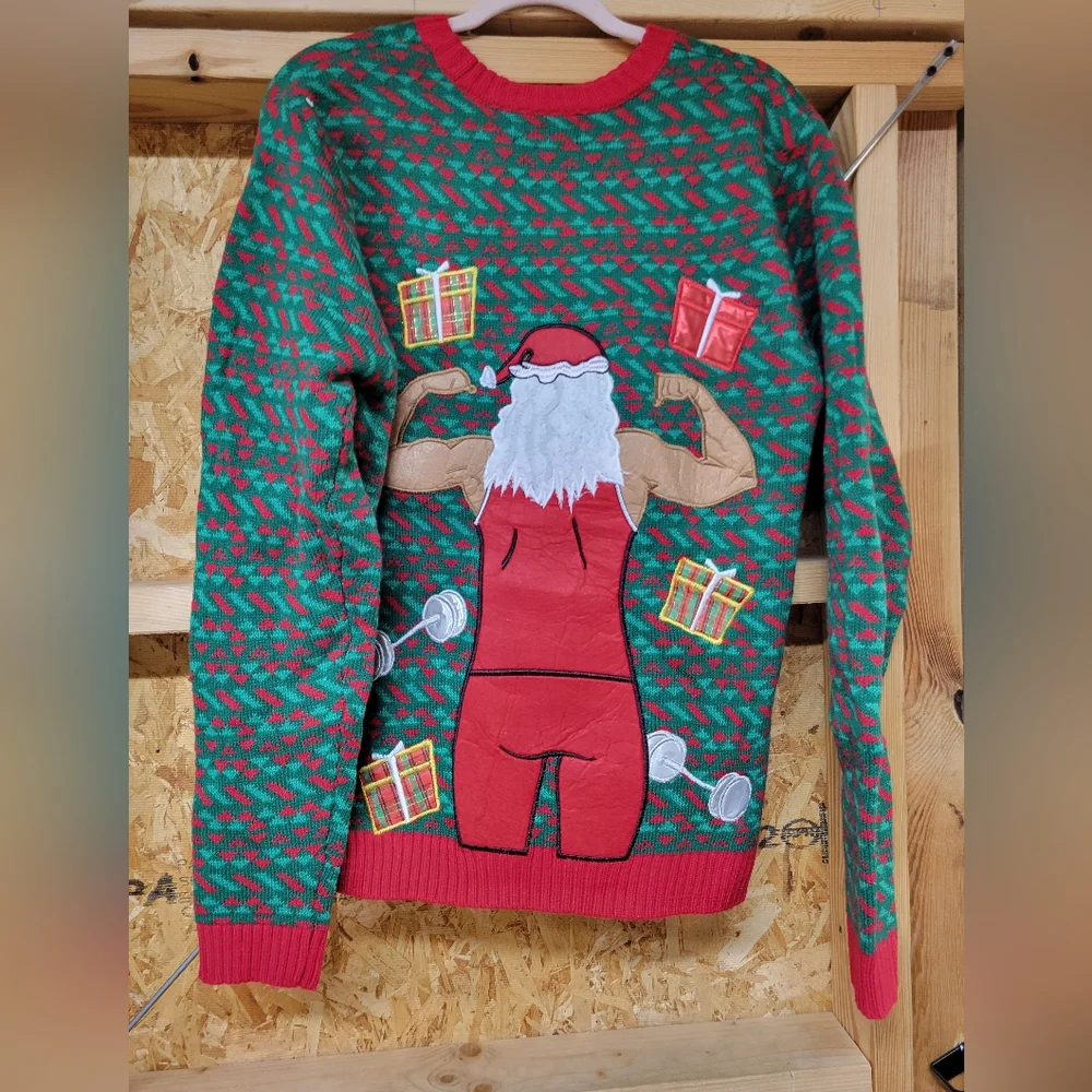 Blizzard Bay NWT Mens Christmas‎ Sweater Santa Lifts Gifts Size Large